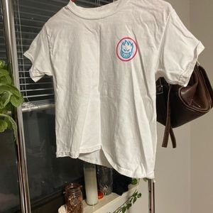 White graphic crop top